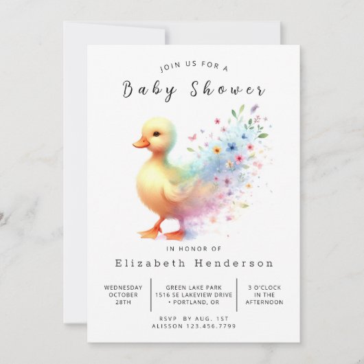 Classic Printable Duck Baby shower Kaart (Voorkant)