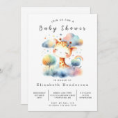 Classic Printable Giraffe Baby shower Kaart (Voorkant / Achterkant)