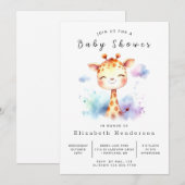 Classic Printable Giraffe Baby shower Kaart (Voorkant / Achterkant)