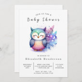 Classic Printable Owl Baby shower Kaart (Voorkant / Achterkant)