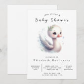 Classic Printable Swan Baby shower Kaart (Voorkant / Achterkant)