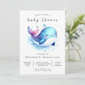 Classic Printable Whale Baby shower Kaart (Staand voorkant)