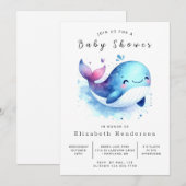 Classic Printable Whale Baby shower Kaart (Voorkant / Achterkant)