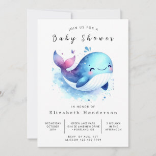 Classic Printable Whale Baby shower Kaart