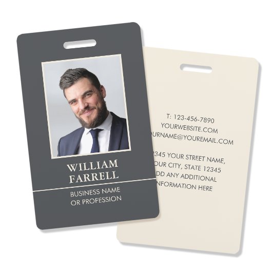 Classic Professional ID Donkergrijs Ivoor Beveilig Badge