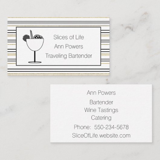 Classic Professional Minimalist Bartender Visitekaartje (Voorkant / Achterkant)