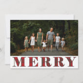 Classic Pset Merry Typografie Foto Feestdagenkaart (Voorkant)