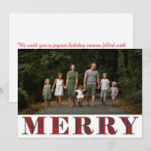 Classic Pset Merry Typografie Foto Feestdagenkaart (Voorkant / Achterkant)