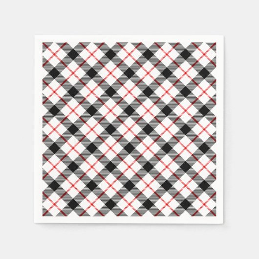 Classic Pset Red Black White Holiday Paper Napkin Servet (Voorkant)