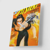 CLASSIC  PULP ILLUSTRATION UIT 1930 VIERKANTE KLOK (Hoek)