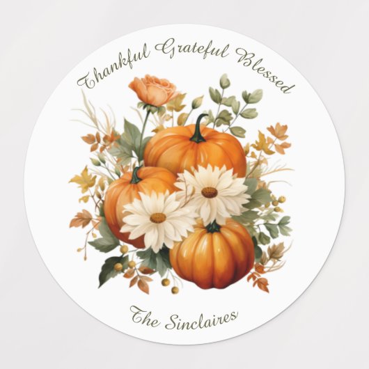 Classic Pumpkin Thanksgiving Sticker Labels (Design 2)