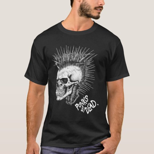 Classic Punk Rock Skull Punks Not Dead T-shirt (Voorkant)