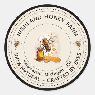 Classic Pure Honey ronde Stickers bewerkbaar ontwe
