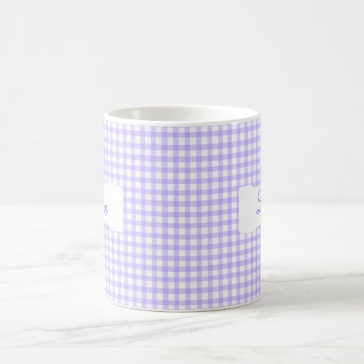 Classic Purple Gingham Personalized Name Koffiemok (Center)