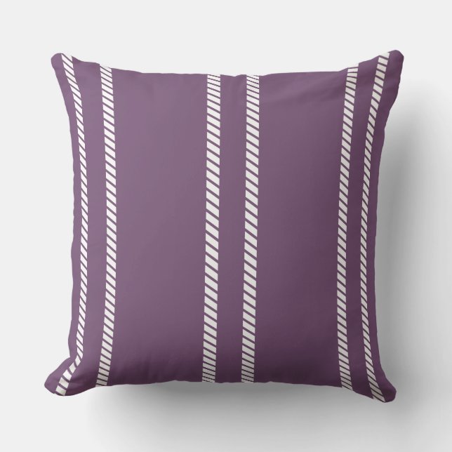 Classic Purple Plum with Stripes Throw Pillow Kussen (Voorkant)