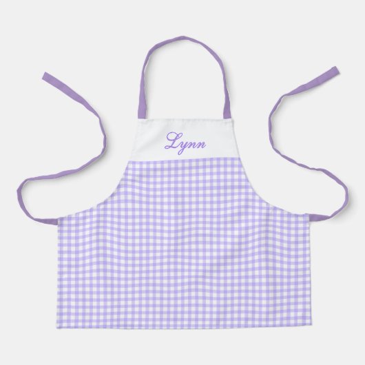 Classic Purple & White Gingham | Personalized Name Schort (Voorkant)