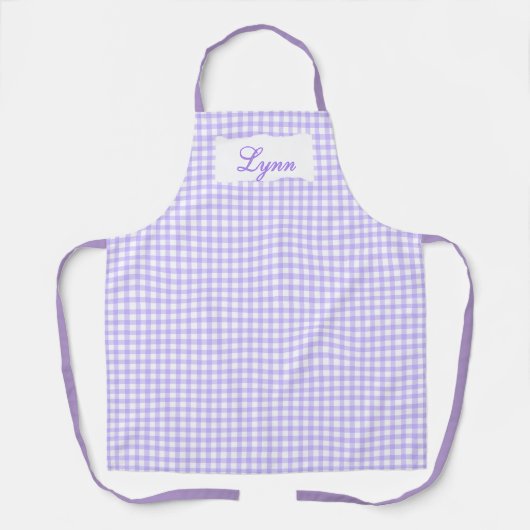 Classic Purple & White Gingham | Personalized Name Schort (Voorkant)