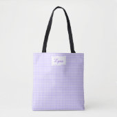 Classic Purple & White Gingham | Personalized Name Tote Bag (Voorkant)