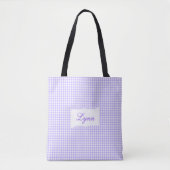 Classic Purple & White Gingham | Personalized Name Tote Bag (Voorkant)