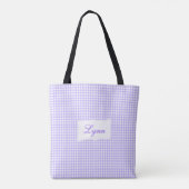 Classic Purple & White Gingham | Personalized Name Tote Bag (Achterkant)