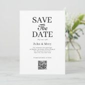 Classic QR Code Photo Wedding Save The Date Kaart (Staand voorkant)