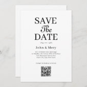 Classic QR Code Photo Wedding Save The Date Kaart (Voorkant / Achterkant)