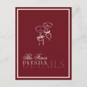 Classic QR Code Wedding Details Deep Red Old Money Informatiekaartje (Achterkant)