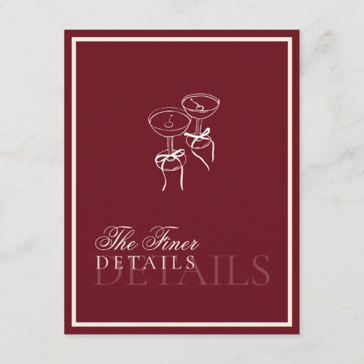 Classic QR Code Wedding Details Deep Red Old Money Informatiekaartje (Achterkant)