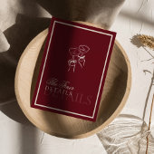 Classic QR Code Wedding Details Deep Red Old Money Informatiekaartje