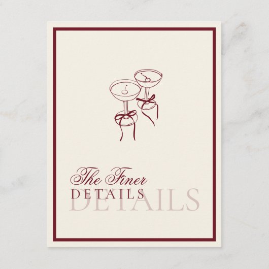 Classic QR Code Wedding Details Deep Red Old Money Informatiekaartje (Achterkant)