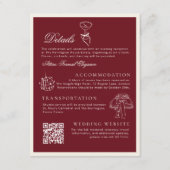 Classic QR Code Wedding Details Deep Red Old Money Informatiekaartje (Voorkant)