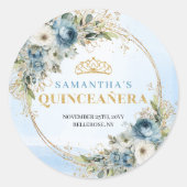 Classic Quinceañera Sticker Blue and Gold (Voorkant)