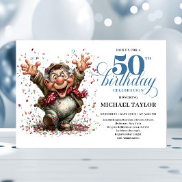 Classic Quirky Man 50th Birthday Whimsical Humor  Kaart