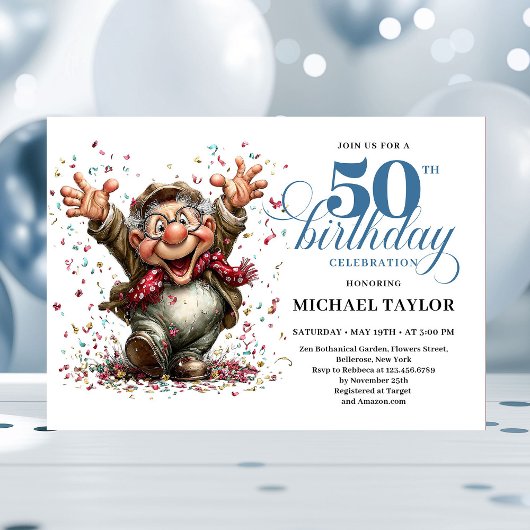 Classic Quirky Man 50th Birthday Whimsical Humor  Kaart