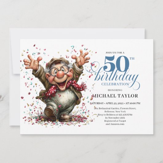 Classic Quirky Man 50th Birthday Whimsical Humor Kaart (Voorkant)