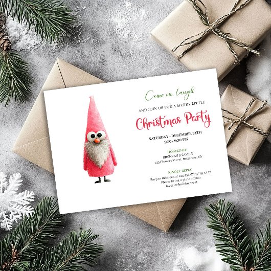 Classic quirky pink santa holiday invitation kaart