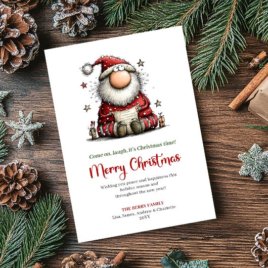 Classic Quirky Santa Playful Christmas Greeting Feestdagenkaart