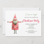 Classic Quirky Santa Red Green Christmas Party  Kaart (Voorkant)