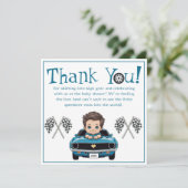 Classic Race Car Baby shower dank u kaarten (Staand voorkant)