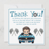 Classic Race Car Baby shower dank u kaarten (Voorkant)