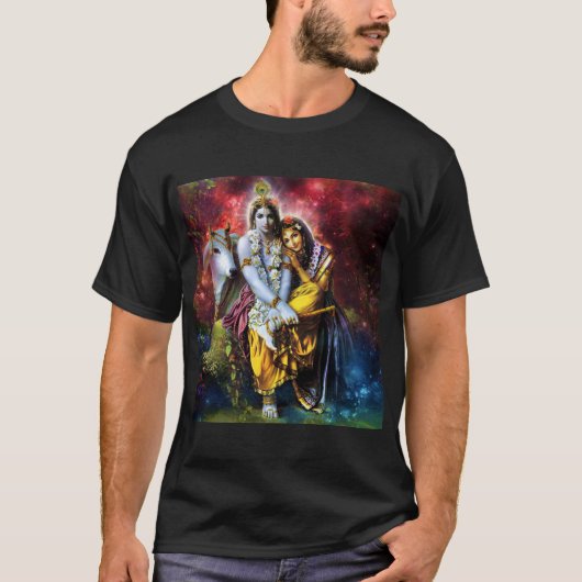 Classic Radha-Krsna Divine Love ॐ T-shirt (Voorkant)