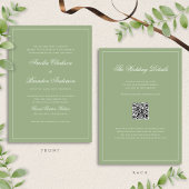 Classic Real Sage Green Border Wedding QR Code Kaart