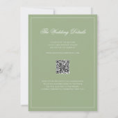 Classic Real Sage Green Border Wedding QR Code Kaart (Achterkant)
