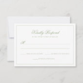 Classic Real Sage Green Monogram Script Wedding RSVP Kaartje (Voorkant)