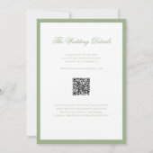 Classic Real Sage Green & White Wedding QR Code Kaart (Achterkant)
