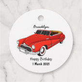 Classic red 1948 automobile bedankjes labels (Achterkant)