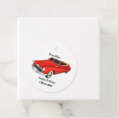 Classic red 1948 automobile bedankjes labels (In situ)