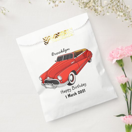 Classic red 1948 automobile bedankzakje (Gezegeld)