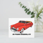 Classic red 1948 automobile briefkaart (Staand voorkant)
