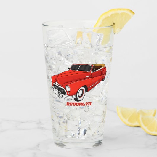 Classic red 1948 automobile glas (Achterkant ijs)